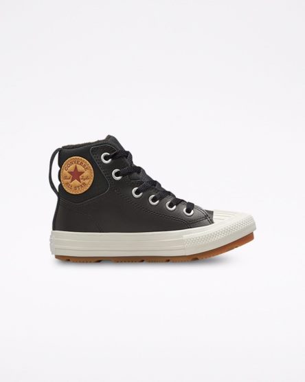 Girls' Converse Leather Chuck Taylor All Star Berkshire Boot Color High Top Shoes Black | AU 165C4Q